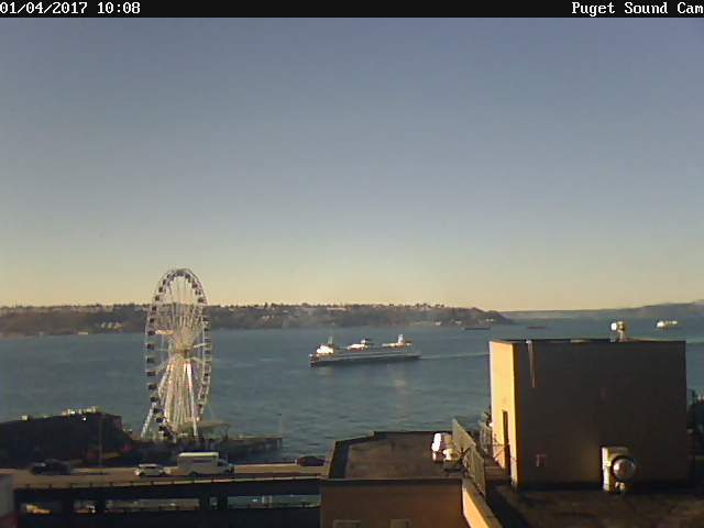 Puget Sound Cam Sunny Day and Ferry Boat
