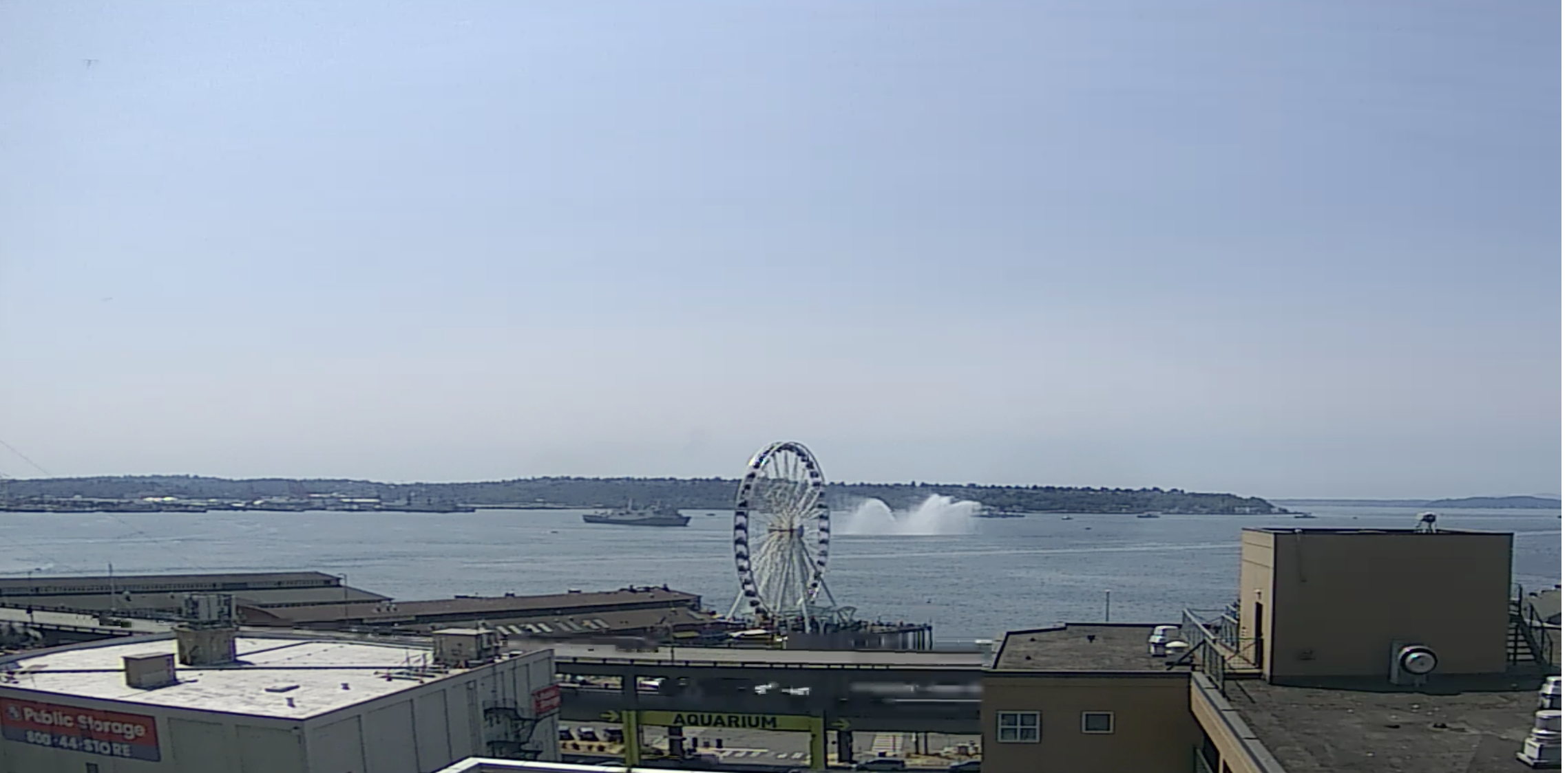 Seattle Waterfront Webcam U.S. Navy Boat and Fire Boat 07 31 2018