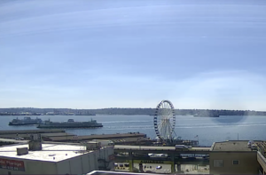 Seattle Waterfront Webcam SWW Ferry Boats Having a Race 08 2018