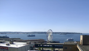 Seattle Waterfront Webcam SWW Happy Ships in the Bay 08 16 2018
