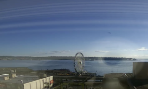 Seattle Waterfront Webcam SWW Plane in the Sky 08 04 2018