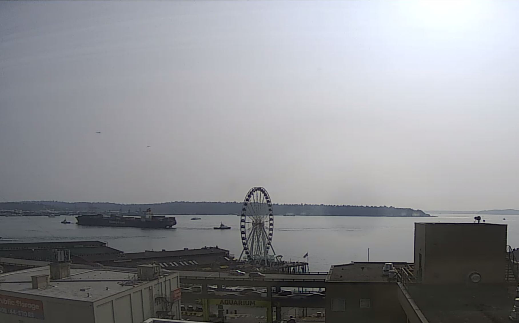 Seattle Waterfront Webcam SWW Tanker and Tugboat 08 2018